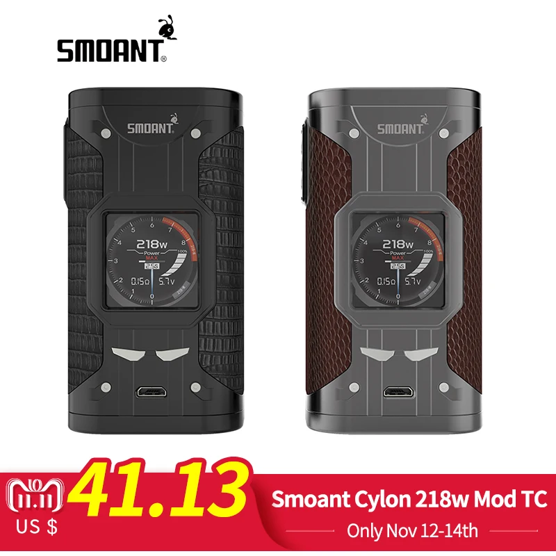 Original Smoant Cylon 218w Mod TC Variable Wattage Electronic Cigarette 510 Thread Vape Mod with 1.3 inch screen Vaporizer Vaper Original Smoant Cylon 218w Mod TC Variable Wattage Electronic Cigarette 510 Thread Vape Mod with 1.3 inch screen Vaporizer Vaper