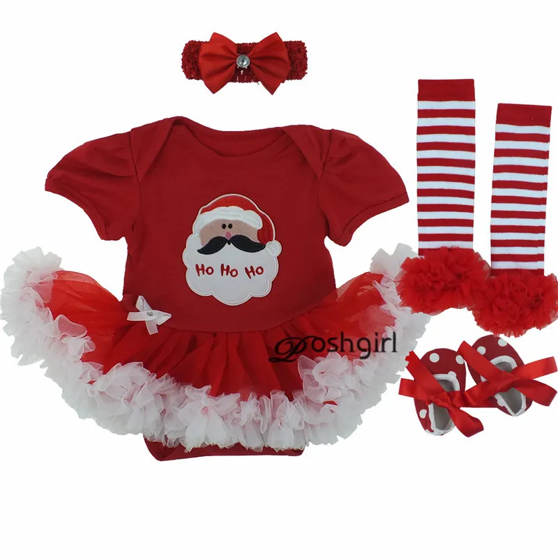 Рождественский костюм для новорожденных, платье Санта-Клауса комплект с комбинезоном, одежда в горошек для младенцев подарок для девочек, вечерние платья для 1 года фото - Цвет: as picture