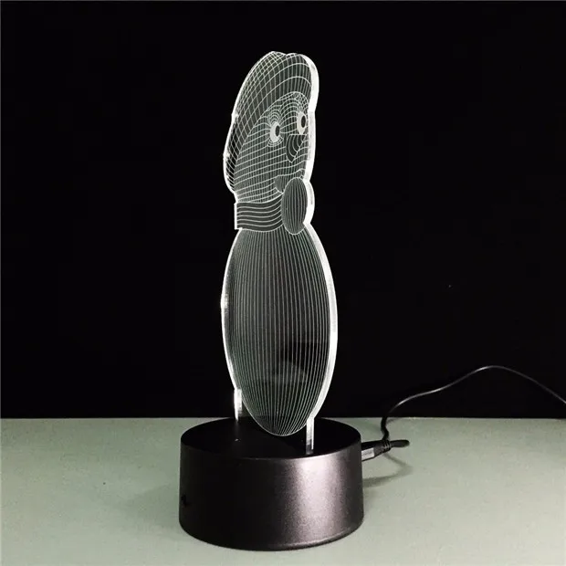 Милые 3D акриловые снеговик настольная лампа USB светодиодный ночник 7 Цвета настольная лампа Цвет изменить ночные огни для детей номера