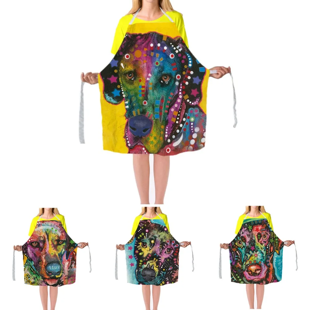 Funny Labrador Dog Aprons Coloful Art Animals Adjustable Cooking Aprons