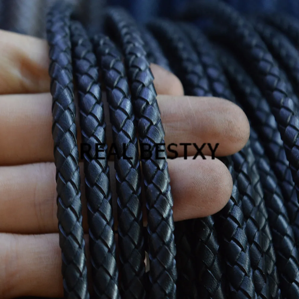 Настоящее BESTXY 5 м/лот 3 мм черный круглый подлинный шнурок из коровьей кожи