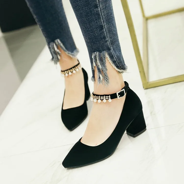 

Big Size 11 12 13 14 15 Ladies high heels women shoes woman pumps Buckle Pure color High-heeled single shoes