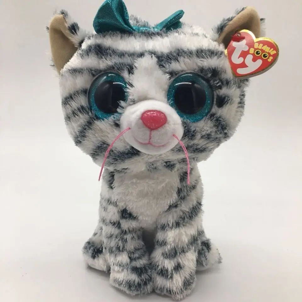 Quinn Cat with tag label TY BEANIE BOOS collection 1pc 25CM BIG EYE