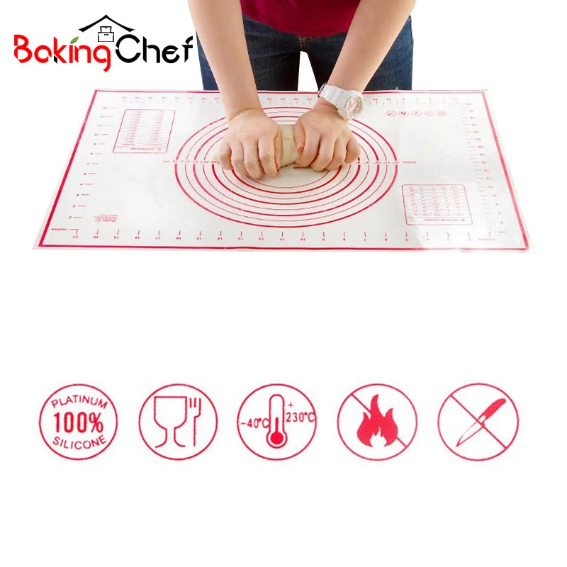 

BAKINGCHEF 2 PCS/set Silicone Baking Mat Pizza Dough Maker Pastry Kitchen Gadgets Cooking Utensils Bakeware Kneading Supplies