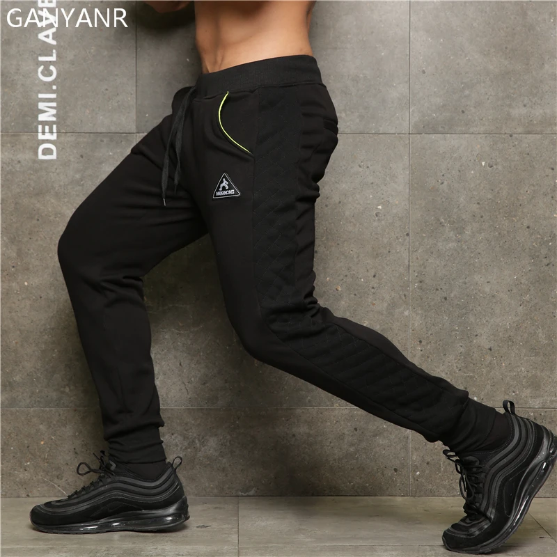 

GANYANR Running Pants Men Sport Legging quick dry Jogging Fitness Gym Football Sweatpants Training Elastic Workout Training Long