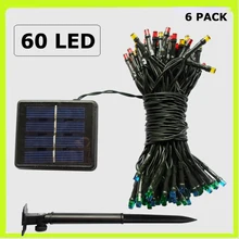 6 шт 8 метров 60 Светодиодный Праздничная гирлянда свет праздничное свадебное оформление Солнечный Сад Крытый дерево красный белый зеленый синий