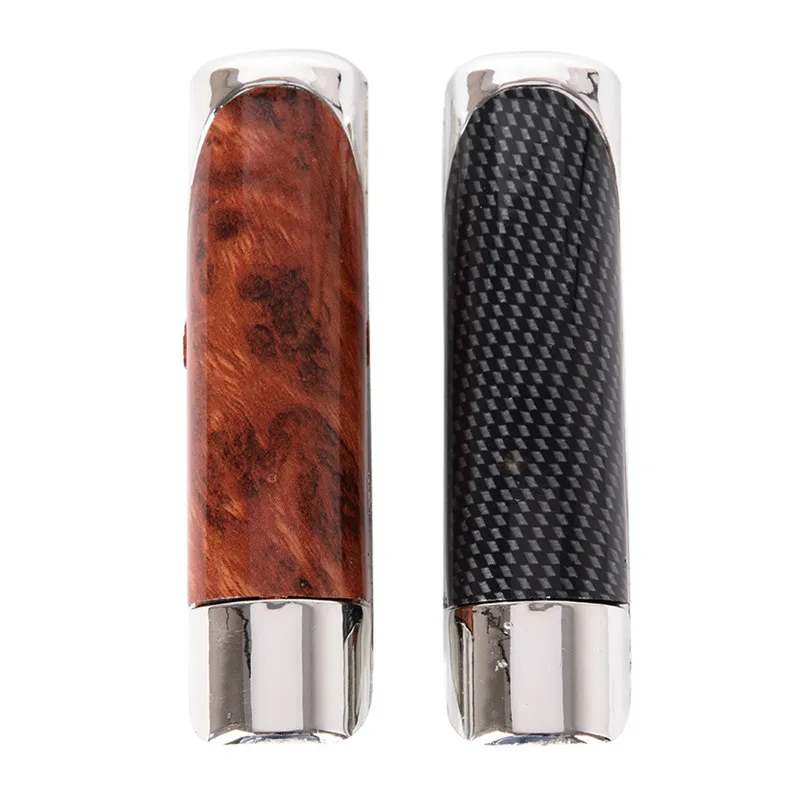 1pc 13cm x 4cm Car Carbon Fiber Sleeve Wooden Style Hand Brake Ebrake Handle Hand Break Protect Cover