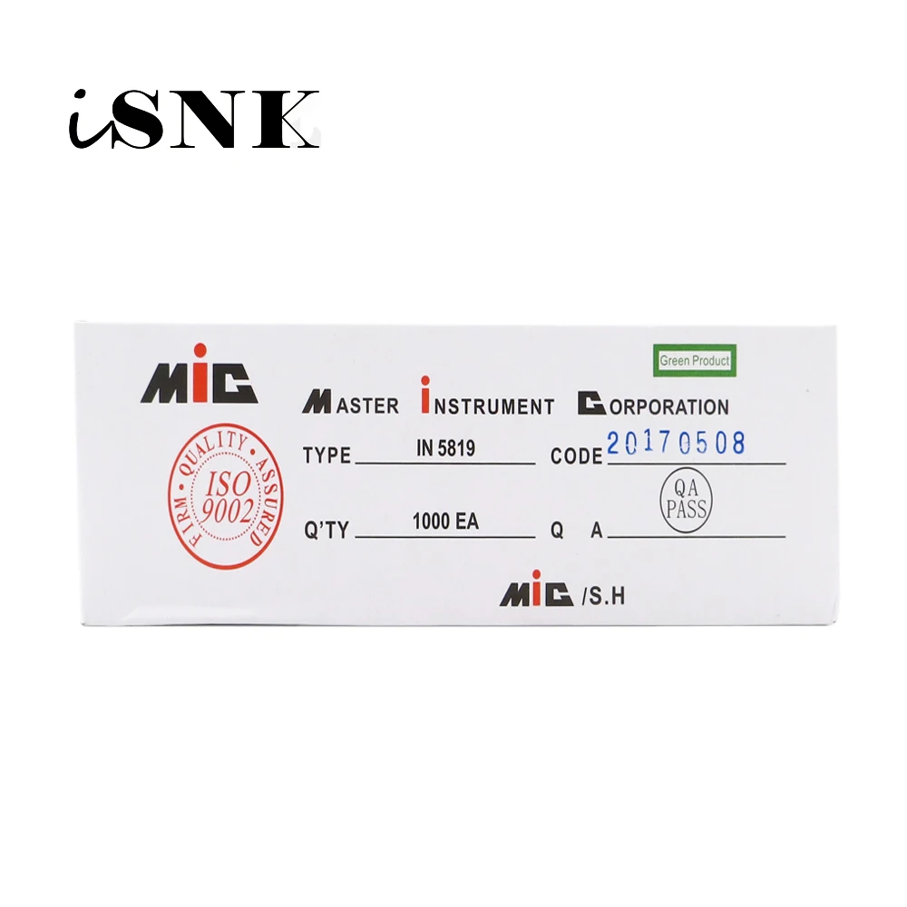 1000 шт. x Diode 1A 40V 1N5819 MIC schottky барьерные диоды 45 мм * 0 6 для солнечных батарей панелей pv