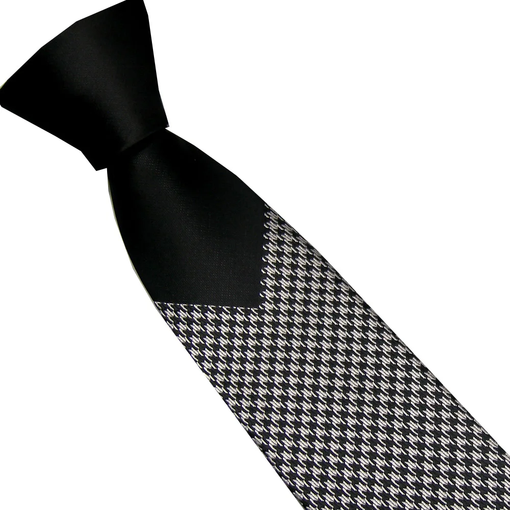 

LAMMULIN Men's Suit Ties Fashion Black Knot Contrast Silver with Black Checks Woven Striped Necktie Skinny Tie 6cm Dress Shirts