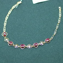 18 К розовое золото рубин браслет натуральный рубин с бриллиантом ювелирные украшения подарок свадебный подарок