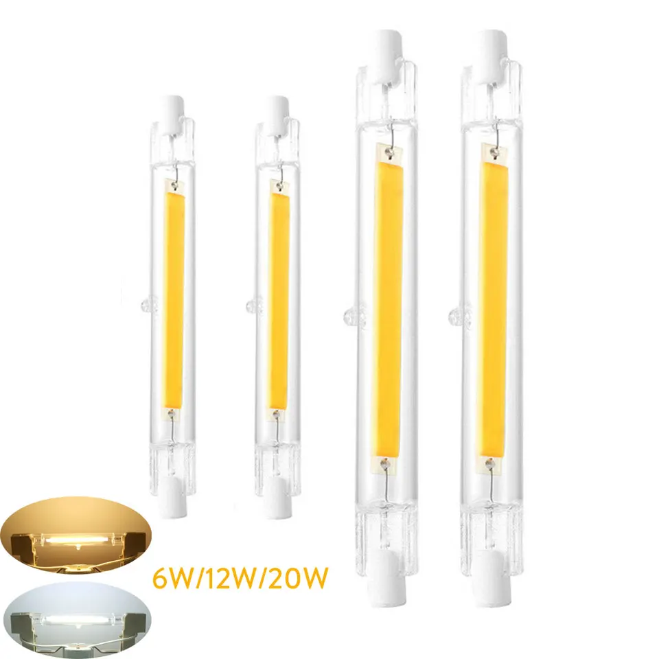 78mm 118mm Dimmable R7s LED COB Bulb Ceramic Glass Tube Light 6W 12W J Type CA E - Foto 11