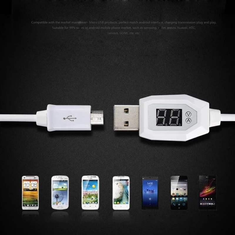 BTOD Micro USB Cable LED indicador Digital de corriente voltaje Protector para Samsung Lenovo Huawei ZTE Xiaomi LG cargador Doctor Wire