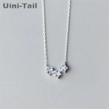 

Uini-Tail new hot 925 sterling silver stars necklace Korean fashion temperament wild trend micro-set high quality necklace ED142