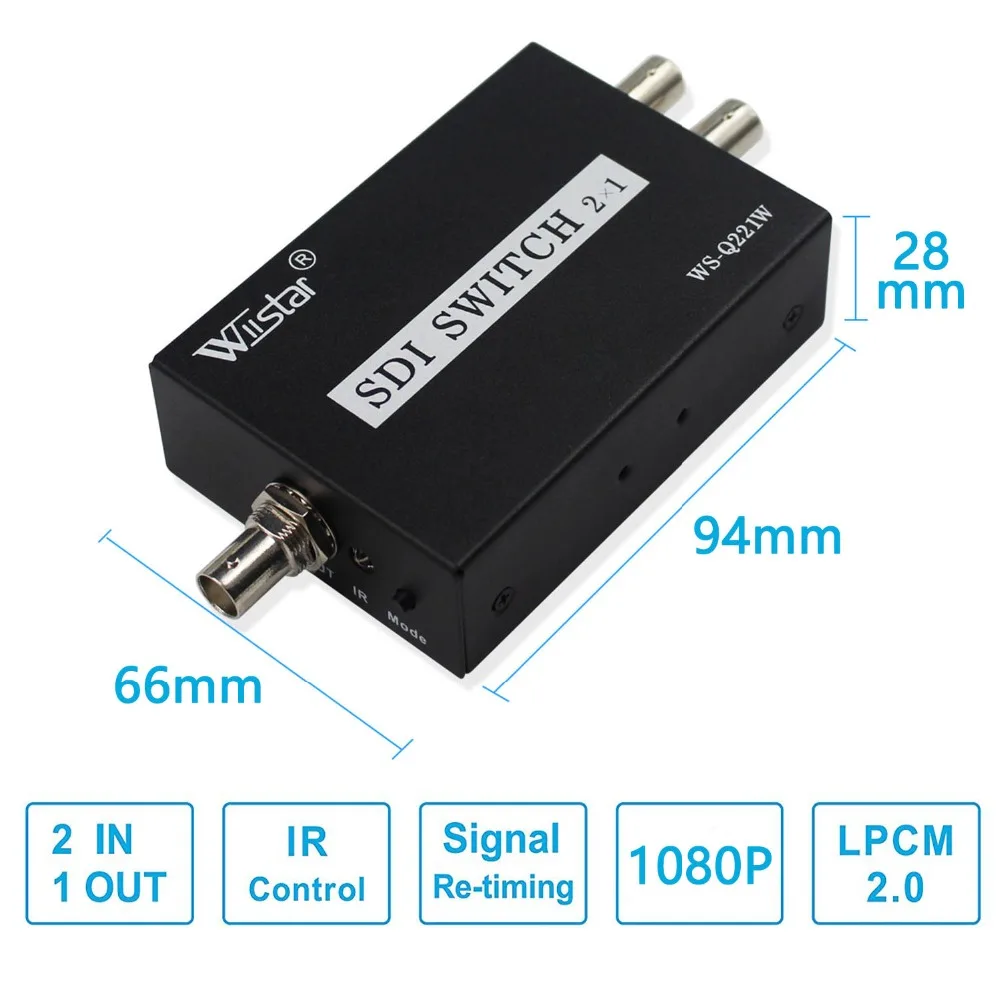 2 шт. 2x1 коммутатор SDI интеллектуальные удлинитель с переключателем 2 в 1 конвертер для 3g hd sd монитор камера видеонаблюдения CCTV