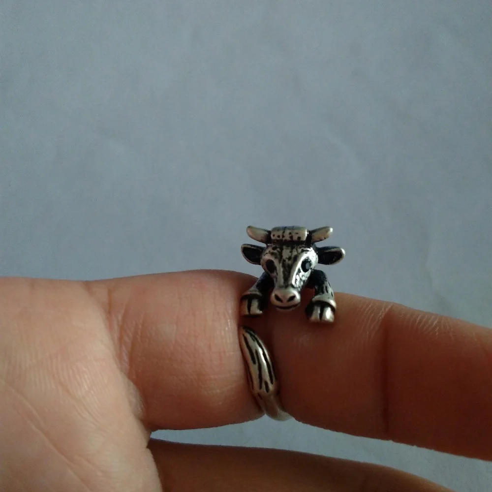 

New Trendy Vintage Bull Rings Gold Silver Color Cow Promise Rings free ship