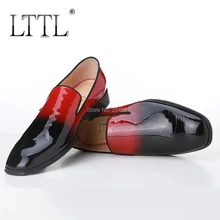 Модный градиентный цветной топ; лоферы из лакированной кожи ручной работы; Мужские модельные туфли без застежки; дизайнерская брендовая мужская повседневная обувь; большие размеры