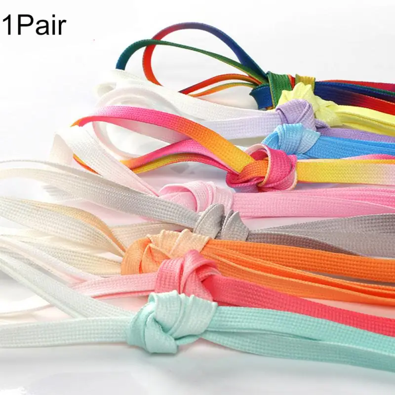

100cm 1pair Gradient Ramp Flat Fashion 2018 Leisure Colorful Rainbow Graduate Color Shoestring Shoelace #105