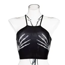 Горячее Саке летние женские сексуальные без рукавов ремни спинки бюстье с принтом руки формы черные тонкие нижнее белье топики