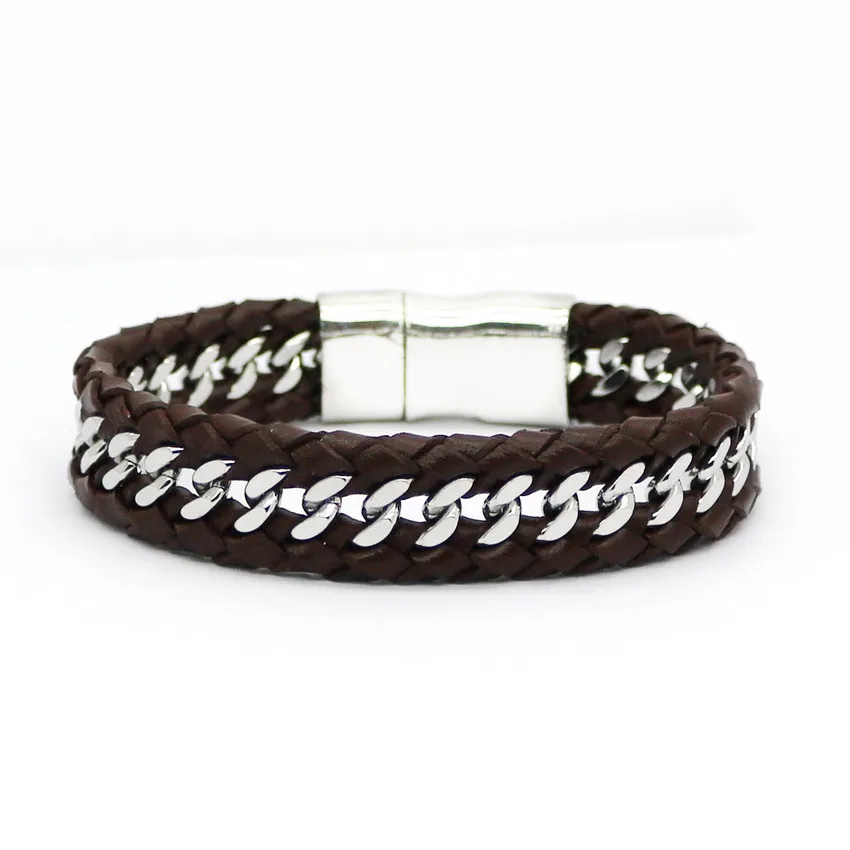 Wholesale 2016 New Fashion Jewelry Men&#39;s Leather Bracelet Men&#39;s Retro Chain Bracelet Individual ...