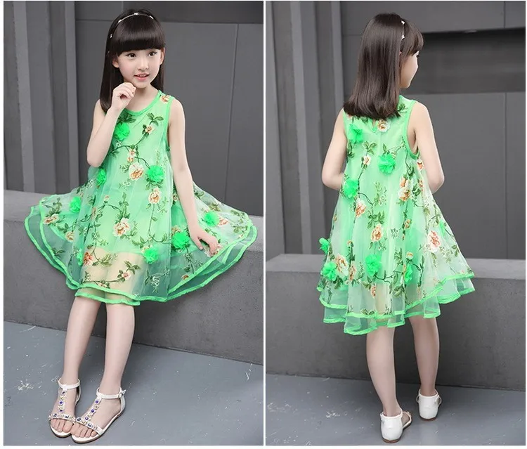 flowers organza big teenage little girls dresses summer 2016 yellow green sleeveless princess girl party dress kids sundress clothes 6 7 8 9 10 11 12 13 14 15 16 years big girls mini ball gown dress children clothing (12)