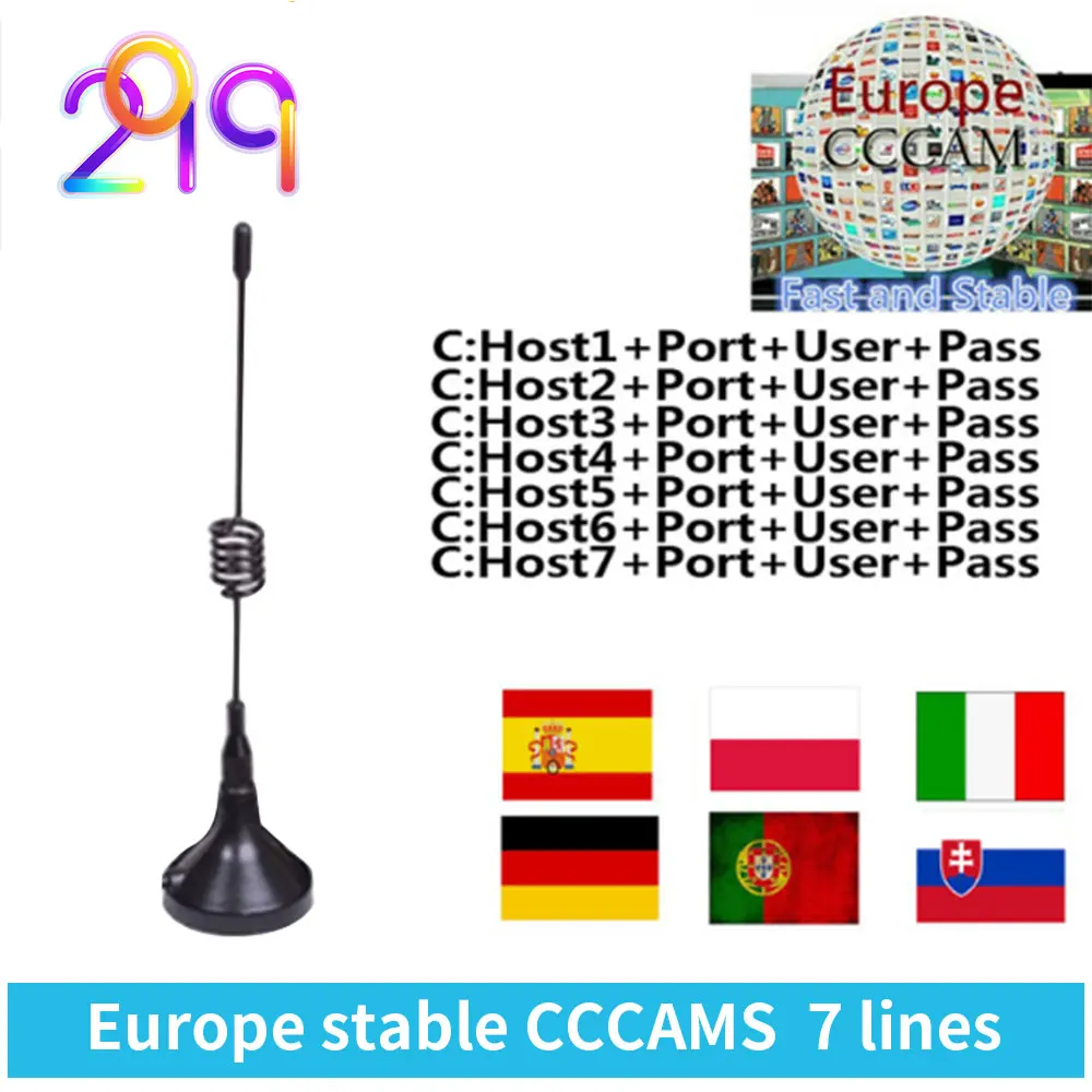 1 год цццамс для спутникового ресивера Европы WI FI VOLLE HD DVB S2 Сервер Поддержка CCcam
