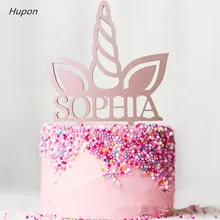 Рог Arcylic Единорог торт Топпер на заказ имя Дети День рождения Единорог вечерние аксессуары для украшения торта Торт accreories Unicornio