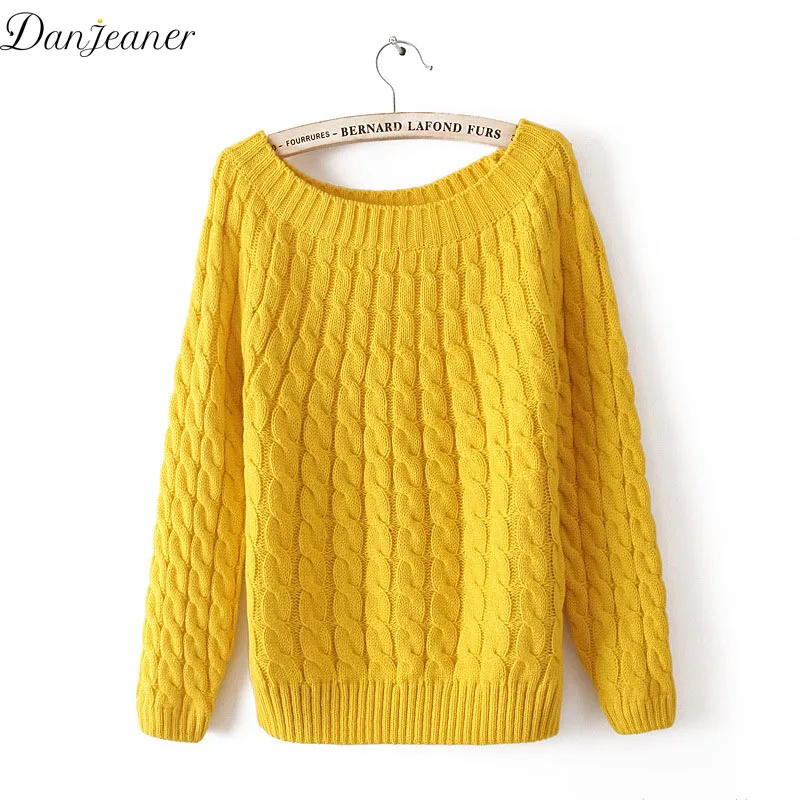Danjeaner Autumn Winter Sweaters Women Knitted Retro Twisted Flower Pullover Fashion Candy Colors O-neck Long Sleeve Jumpers | Женская