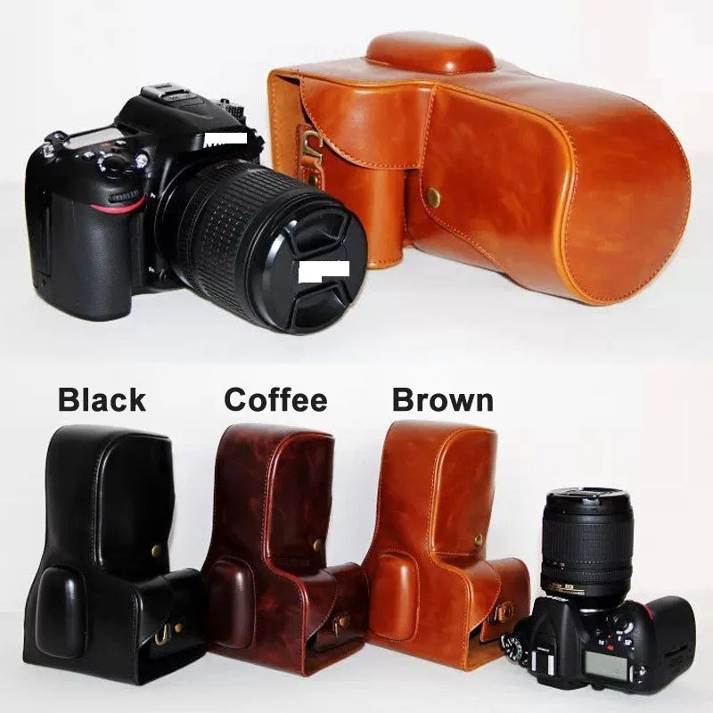 PU leather Camera Bag Case Cover Pouch for Nikon D7000 D7100 D7200 With
