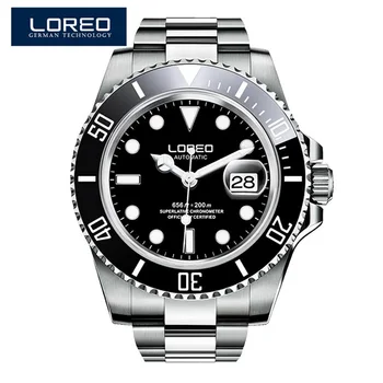 LOREO Luxury Brand Diving Men Military Sport Watches Men's Automatic Mechanical Clock Waterproof 200M Date Wristwatch Reloj loreo mens watches top brand luxury business automatic mechanical watch men sport submariner waterproof 200m steel clock 2018