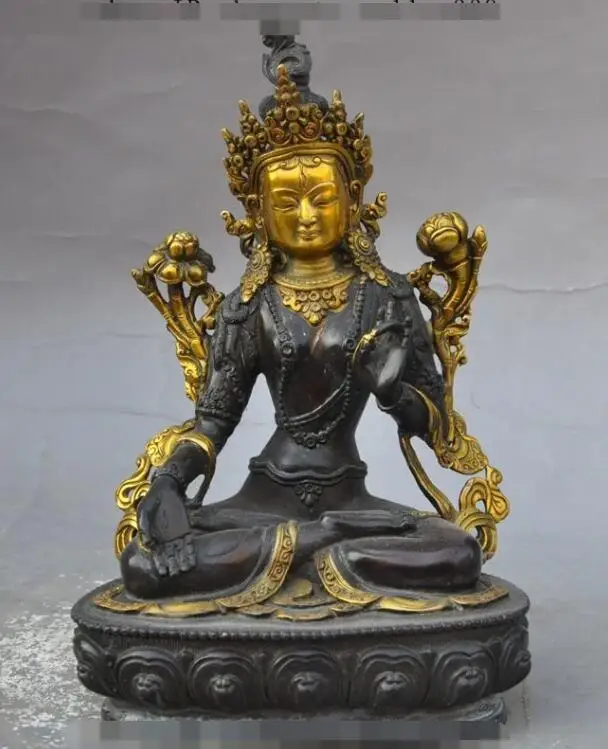 

S00483 tibet buddhism bronze gilt white tara Kwan-Yin GuanYin Bodhisattva buddha statue (B0328)