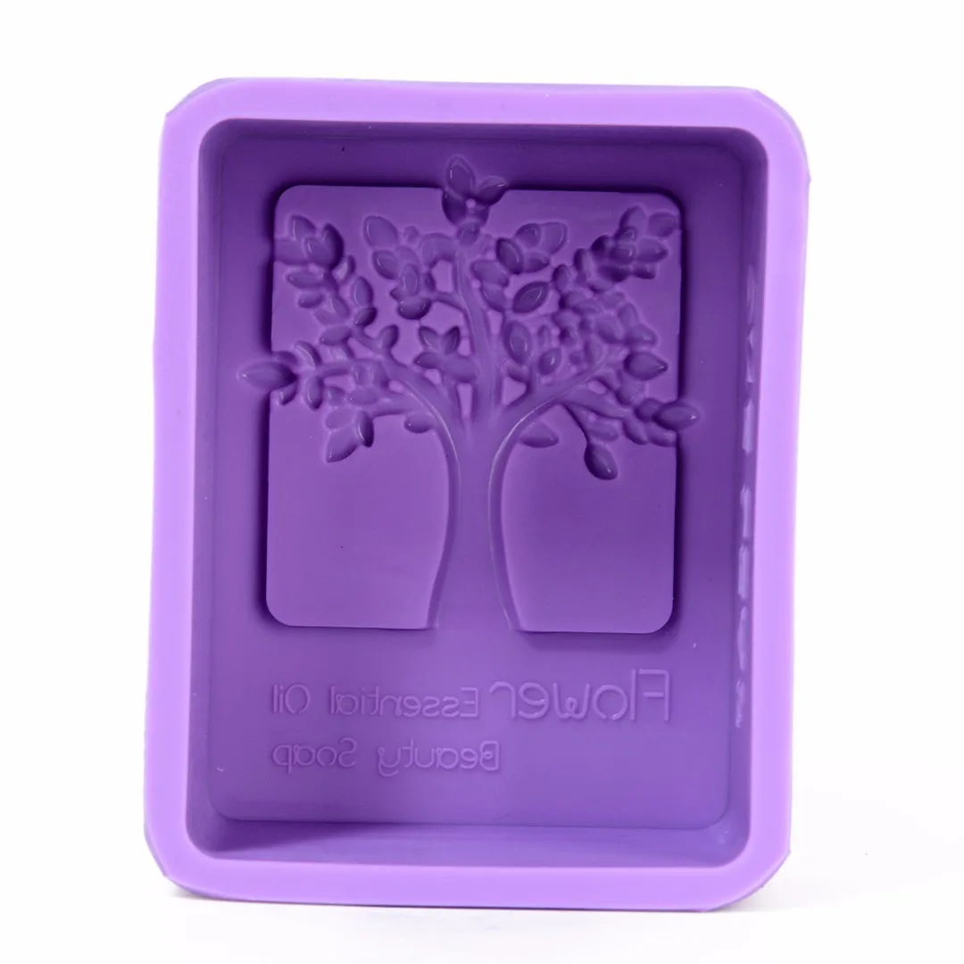 Life Tree Rectangle Soap Mold Craft Kitchen Cake Baking Molds DIY