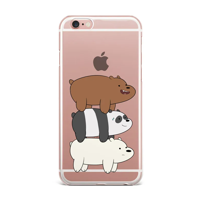 Transparent Hard Phone Case For iPhone X SE 5 5S 6 6S 7 8 Plus Cartoon Animation We Bare Bears Grizzly & Panda & Ice Bear Cover