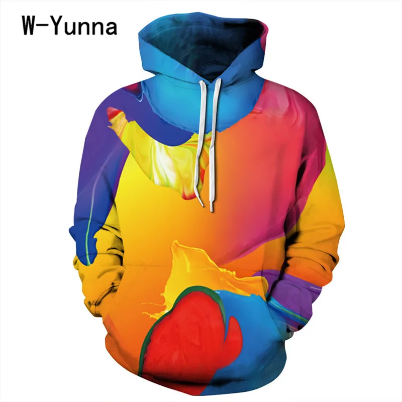 W Yunna новые худи с рисунком 3d женские повседневные свободные пуловеры Парные