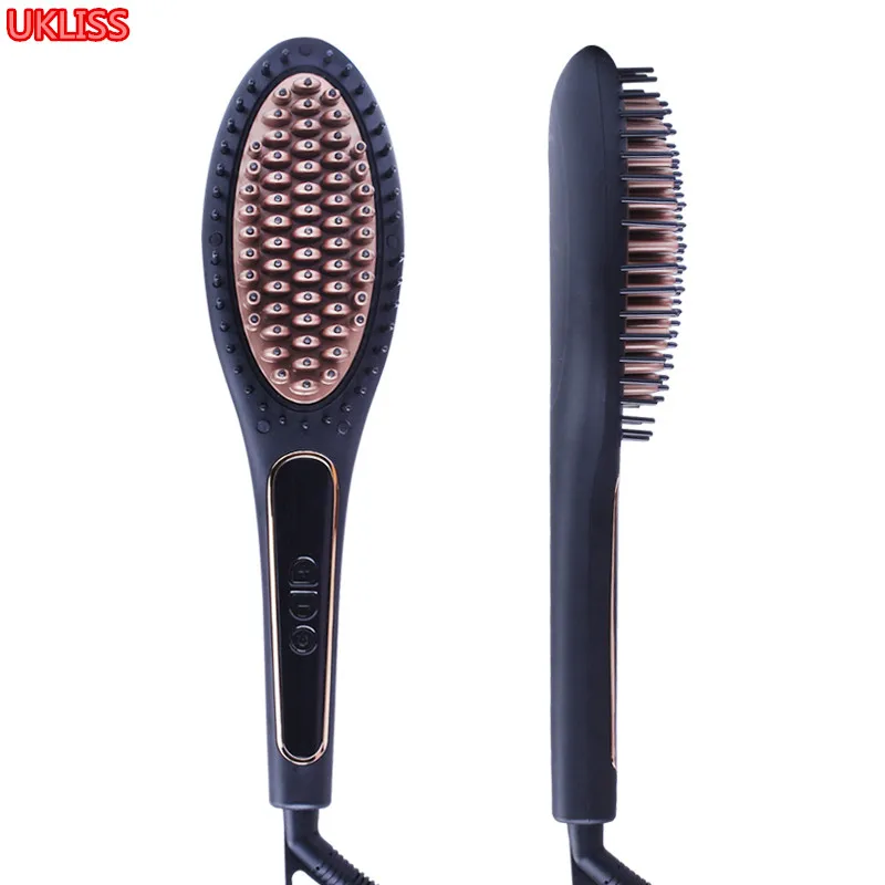 

Faster Heating Straightener Ceramic Hair Straightening Brush Anti-Scald Flat Iron Auto Temperature Electrical Heated Irons