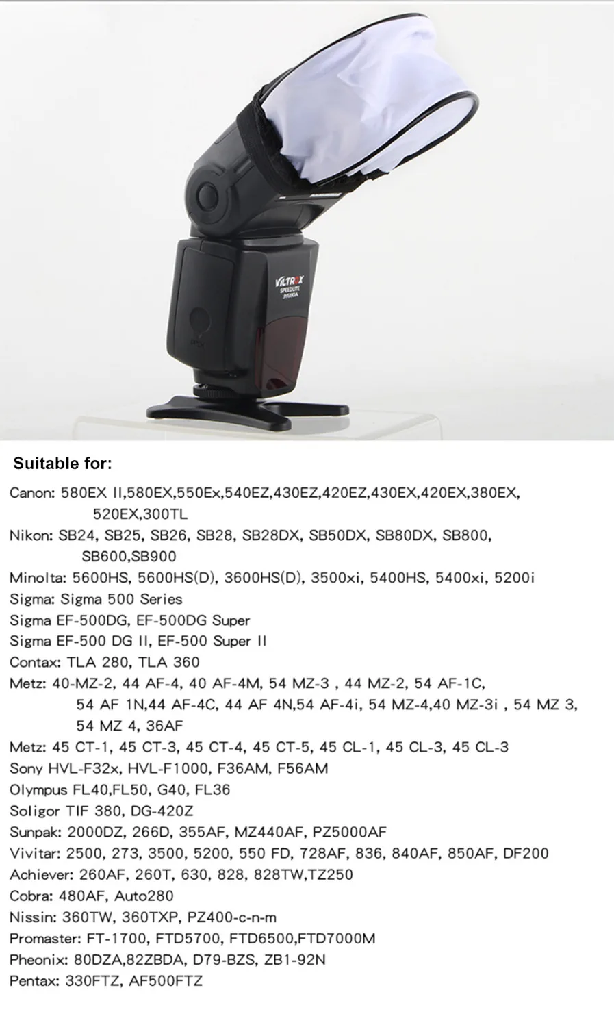 Универсальный тканевый софтбокс Viltrox для вспышки Speedlite диффузор Canon Nikon Sigma