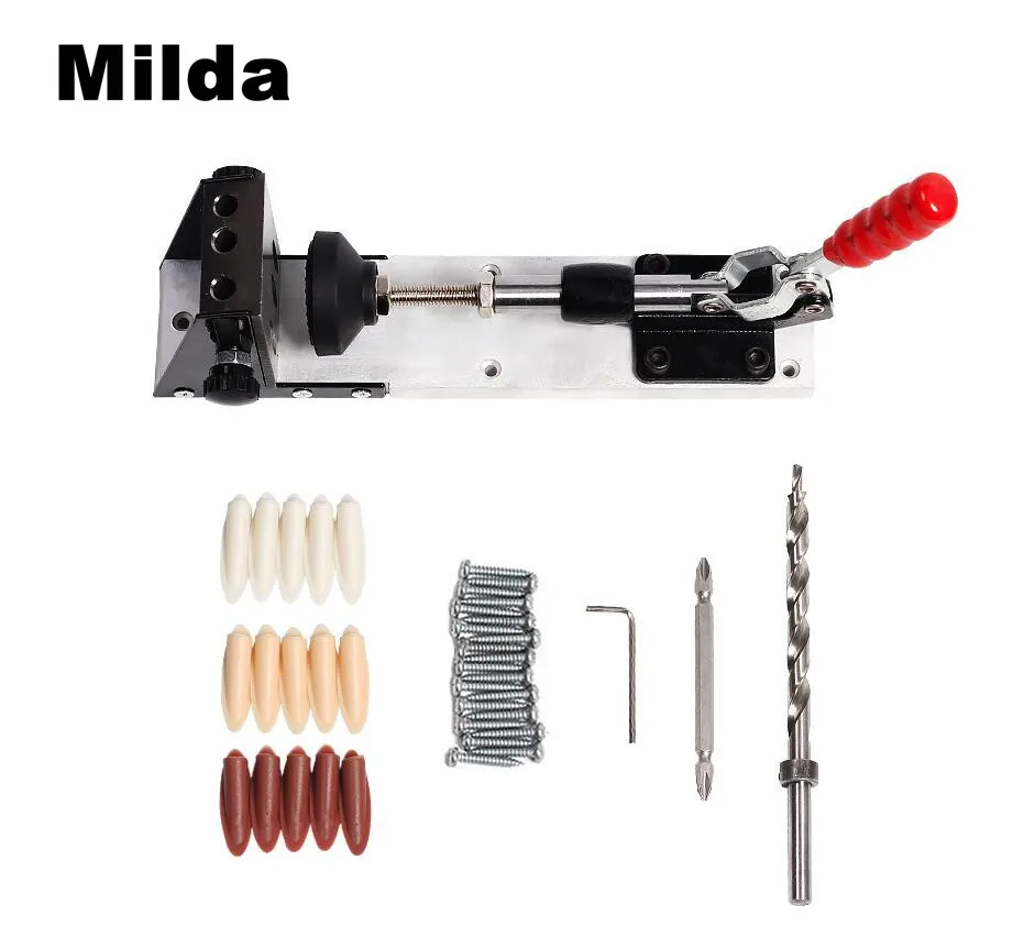Milda Woodworking Carpenter Kit System Inclined Hole Drill Tools Clamp Base Drill Bit Kit System