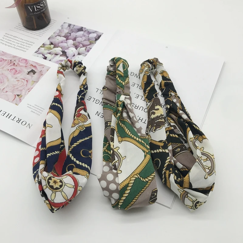 

Bohemian Style Hairbands Print Headbands For Women Retro Cross Knot Turban Bandage Bandanas Women Hair Accessories