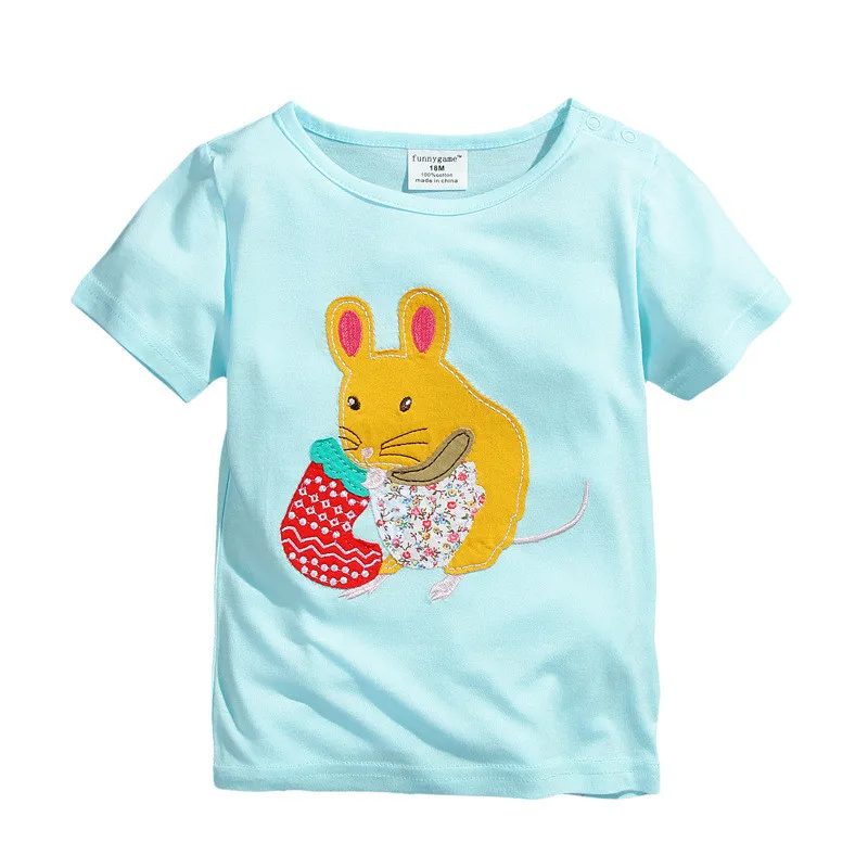 Jumping beans/Хлопковые футболки для маленьких девочек; летняя детская одежда; Лидер продаж; трикотажные повседневные милые детские топы; Лидер продаж