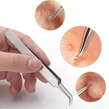 Новое поступление 1 шт. зажим для прыщей лица Комедон изогнутые прямые Угри Пинцет Набор из нержавеющей стали