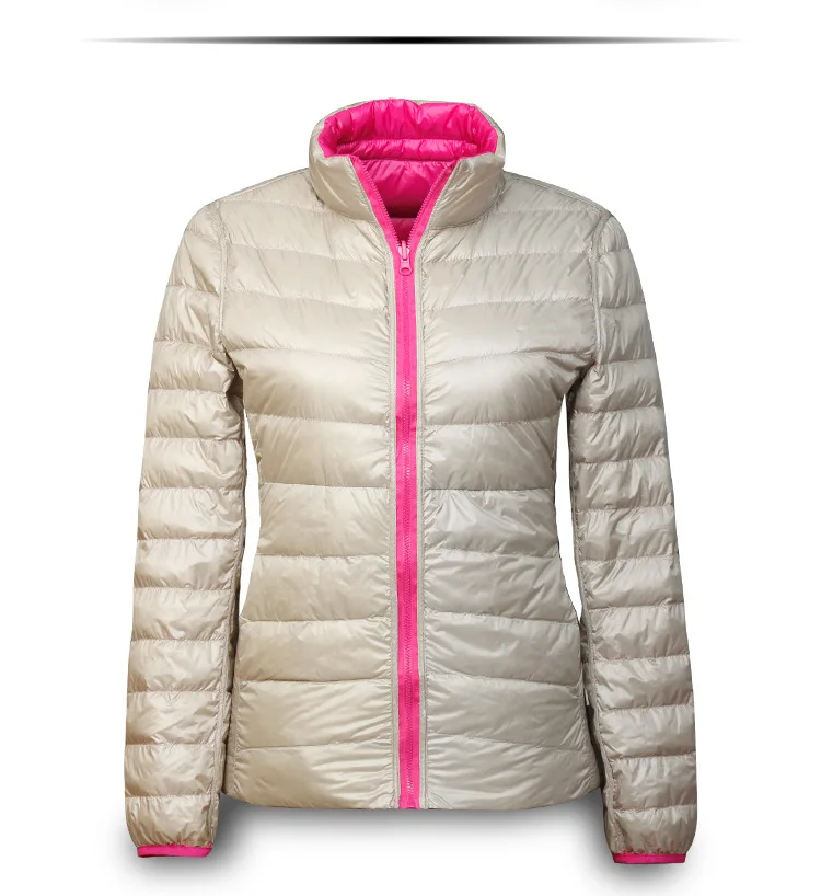 Double Side Women Winter Coat New Ultra Light White Duck Down Jacket Slim Women Winter Puffer Jacket Portable Down Coat D188