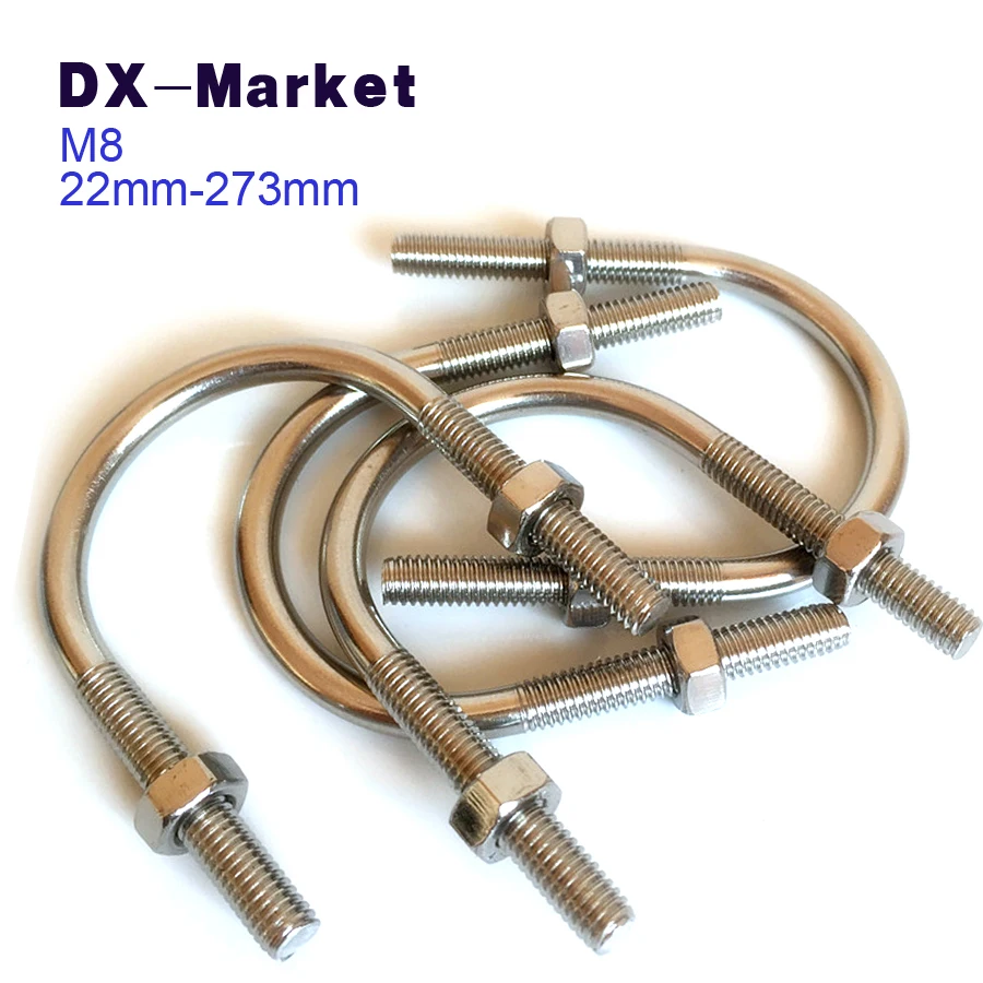 M8, 60mm 133mm, sus304 u bolt clamp stainless steel PVC clamps , u type