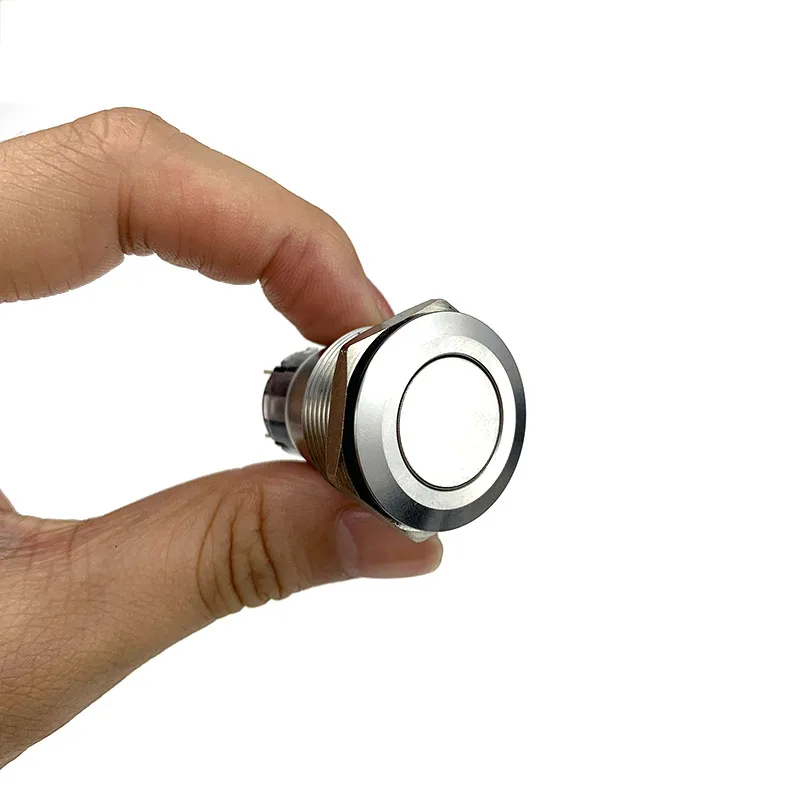 22 мм металлическая нажимная Водонепроницаемая кнопка переключателя никелированная латунь самотечная моментальная Перезагрузка Блокировка с фиксацией без лифтов - Цвет: Flat Round