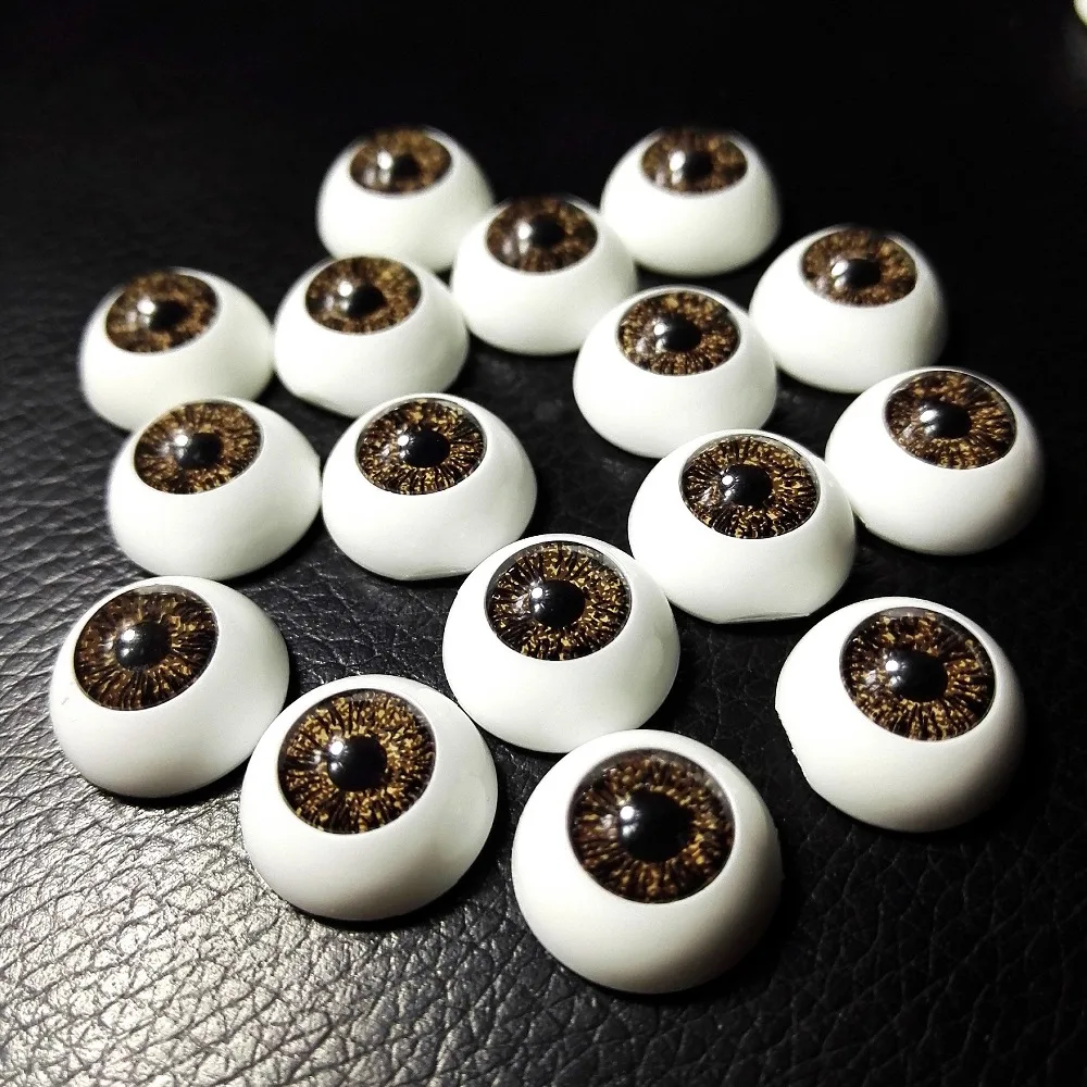 20Pcs10pairsHalfRoundPlasticDollEyesBrowncolorBJDEYESDoll