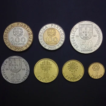 

P-2] Portugal Set 7 Coins, 1 5 10 20 50 100 200 ESCUDOS, A-UNC, Collectibles, Gift, Real Original Genuine coins