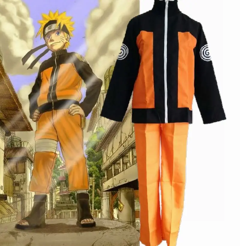 

Cosplay anime costume jacket shippuden Naruto Uzumaki Clothes free shipping (tops+pants)