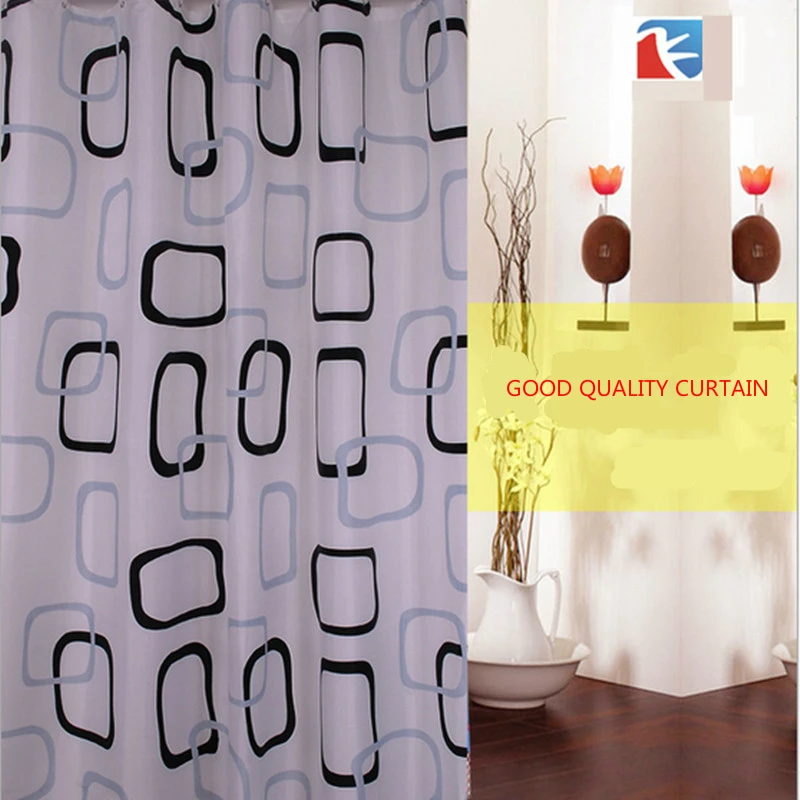 Thick Black And White Plaid Terylene Waterproof Mildew Shower Curtain