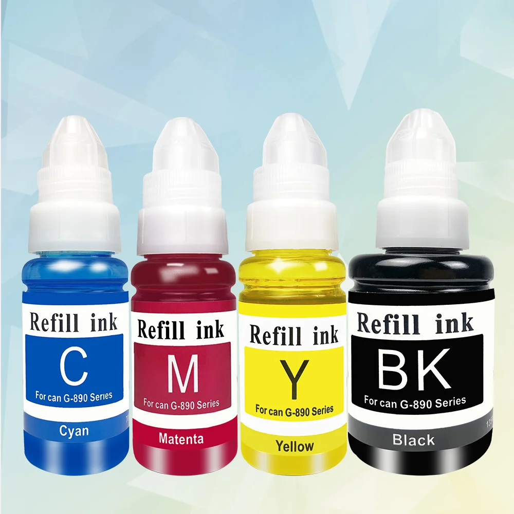 Hisaint 4 Bottle Refill Dye Ink for Canon GI-490 GI-790 GI-890 Pixma G1000 G1100 G1400 G2400 G3400 G2000 G3000 Printer Cartridge |