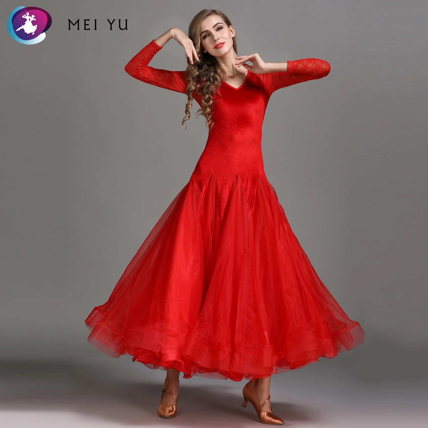 Mei Yu My786 Modern Dance Costume Women Lady Adult Waltzing Tango Velvet Dancing Dress Ballroom