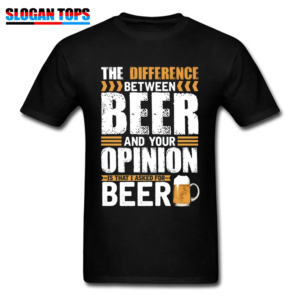 3D Printed Tees New Arrival Crewneck Casual Short Sleeve Cotton Men's T Shirt Print T-Shirt Drop Shipping Difference Between Beer And Your Opinion 3087 black