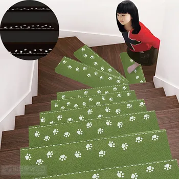 

55.5*22.5*4.5cm Polyester Stairs Rugs Step Basic Non-Slip Rubber Backing Skid-Resistant Carpet Stair Gripper Set of 5 For Kids